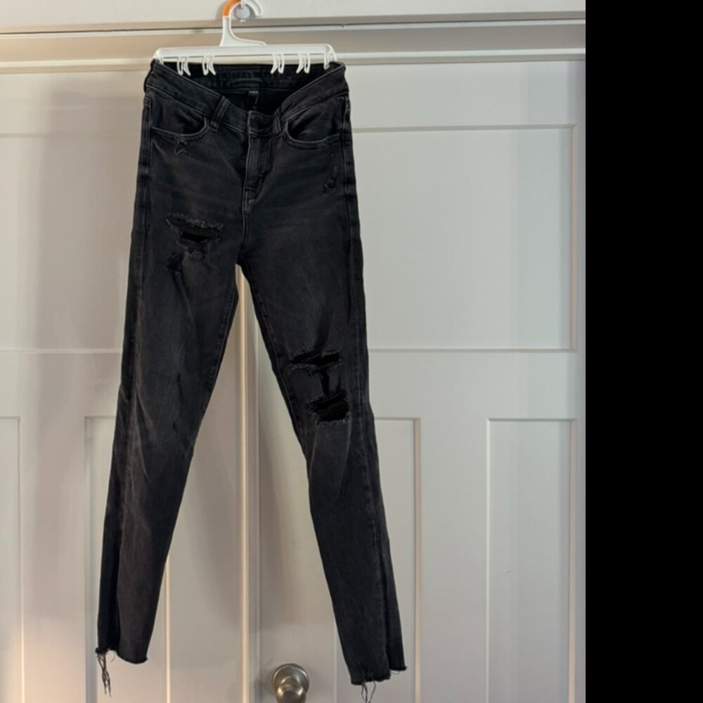 American Eagle Stretch Jeans | Black Distressed Skinny | Size 2